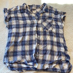 Plaid button up tee